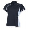 Womens Ladies Performance Piped Polo Navy-Sky-White