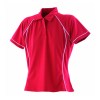 Womens Ladies Performance Piped Polo Red-White