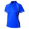 Womens Ladies Performance Piped Polo Royal-White