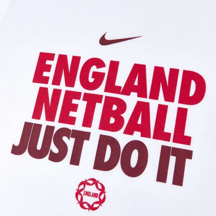 England Netball Youth JUST DO IT tee - White/Team Red/University Red