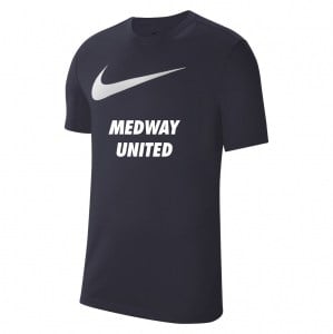 Nike Team Club 20 Swoosh Tee (M) Obsidian-White