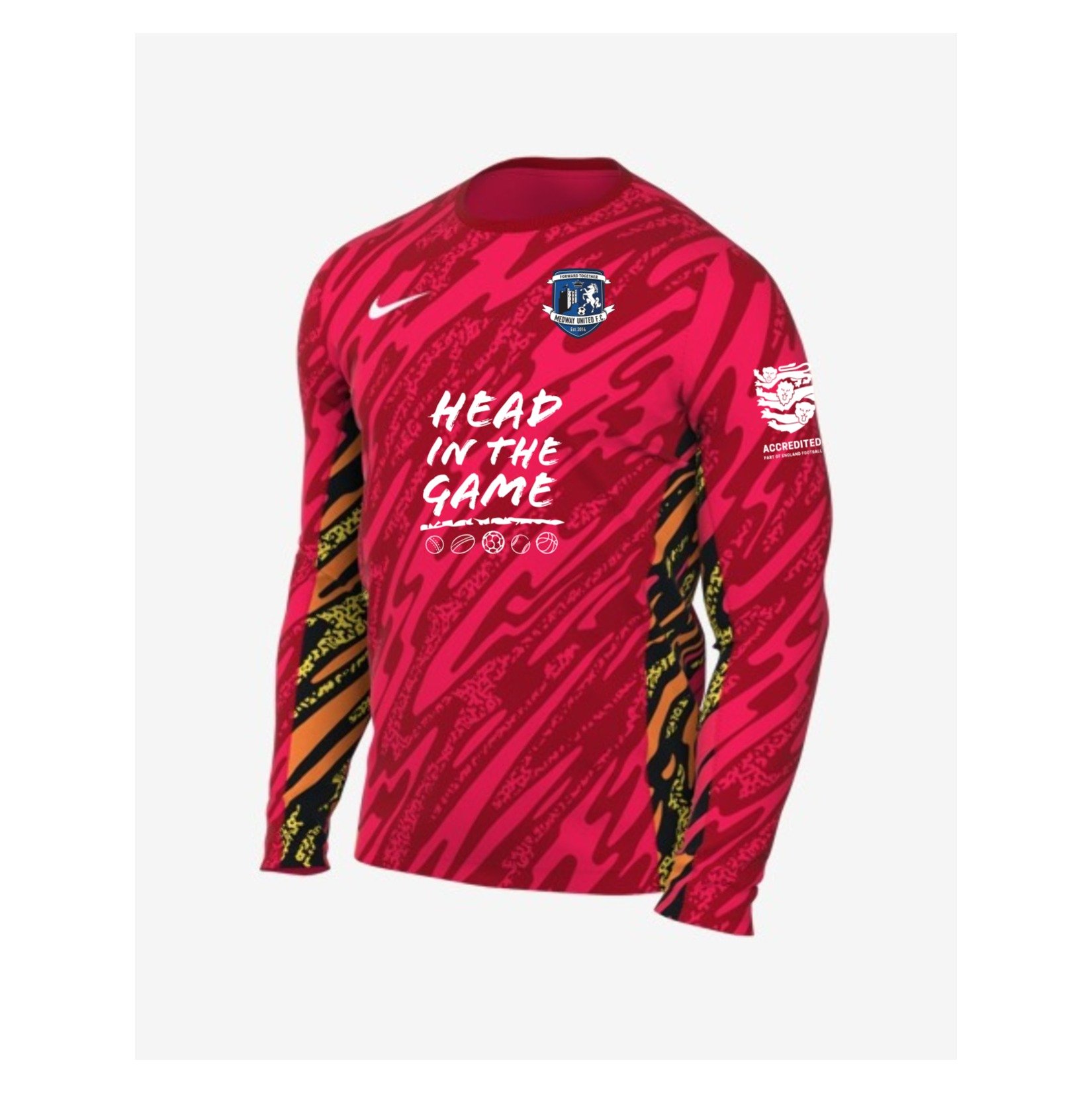 Nike Dri-Fit Gardien V Goalkeeper LS Jersey - Laser Crimson/University Red/White