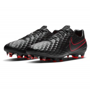 Nike Tiempo Legend 8 Pro Firm-Ground Boots Black-Dk Smoke Grey-Chile Red-Chile Red