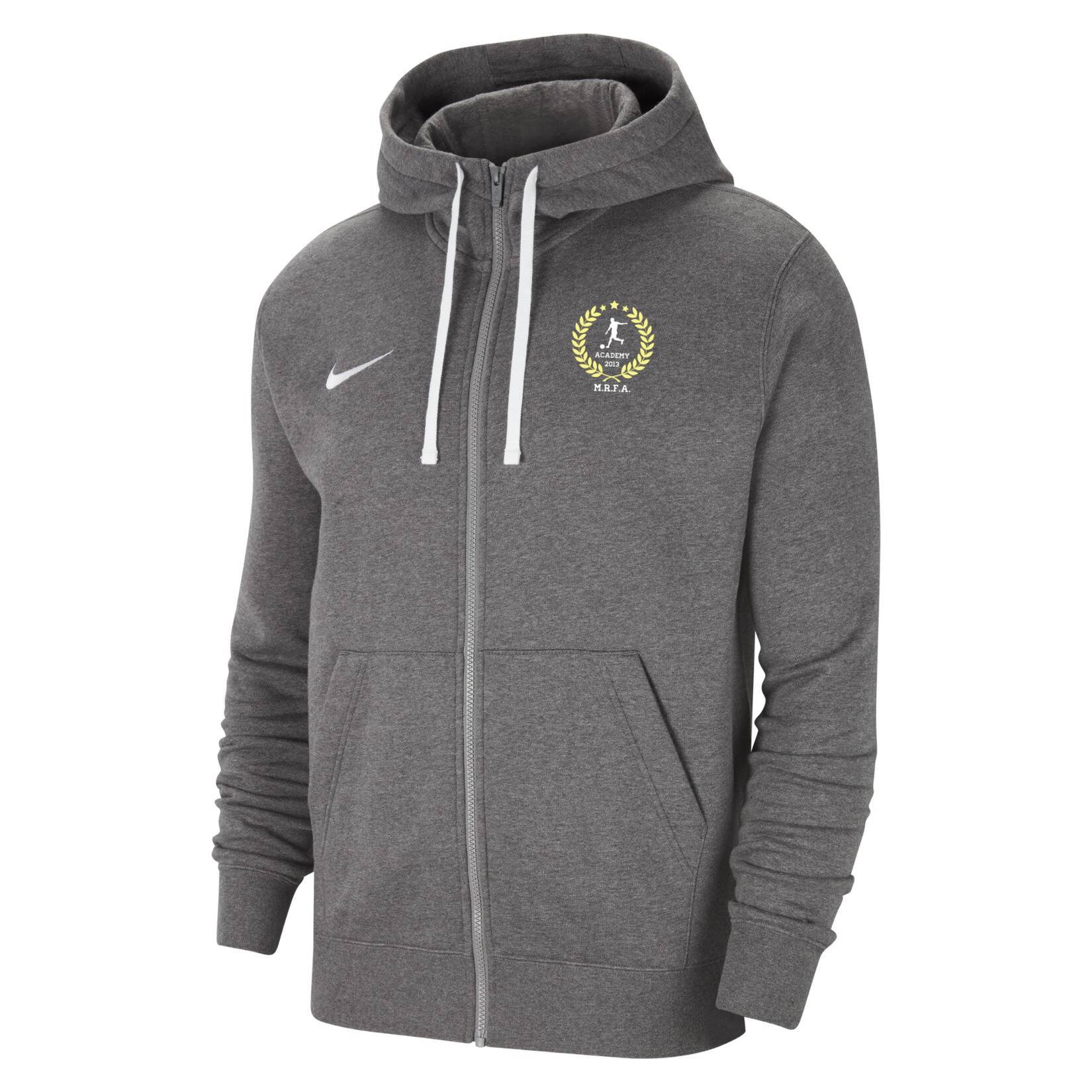 Nike Team Club 20 Fleece Full-Zip Hoodie - Charcoal Heather/White/White