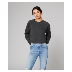 Womens Raglan Pullover Fleece Dark Grey