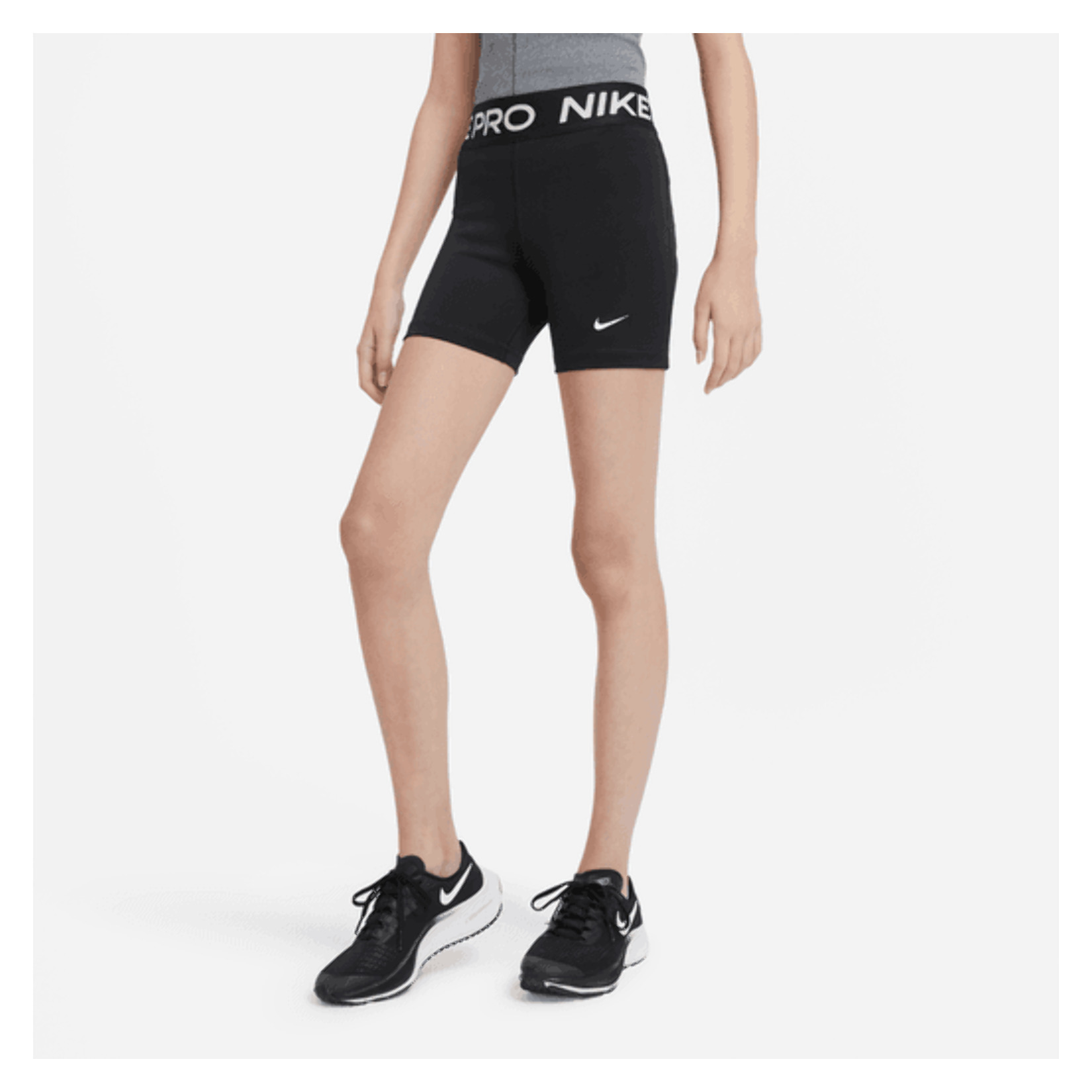 Nike Pro Girls 3 Inch Shorts - BLACK/WHITE