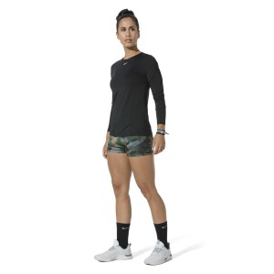 Nike Womens Pro Long-Sleeve Mesh Top Black-White