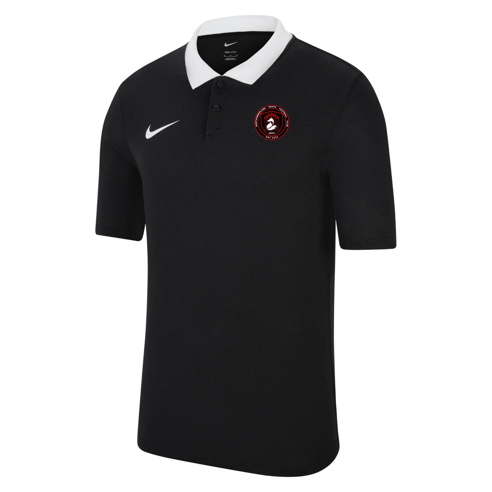 Nike Dri-FIT Park Poly Cotton Polo (M) - Black/White/White