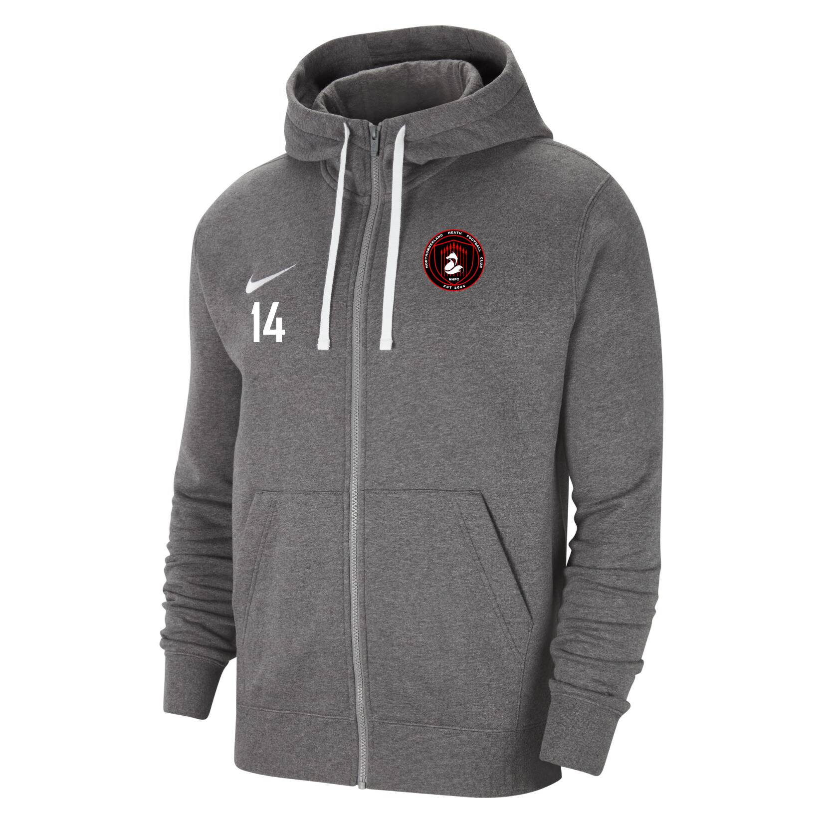 Nike Team Club 20 Fleece Full-Zip Hoodie - Charcoal Heather/White/White