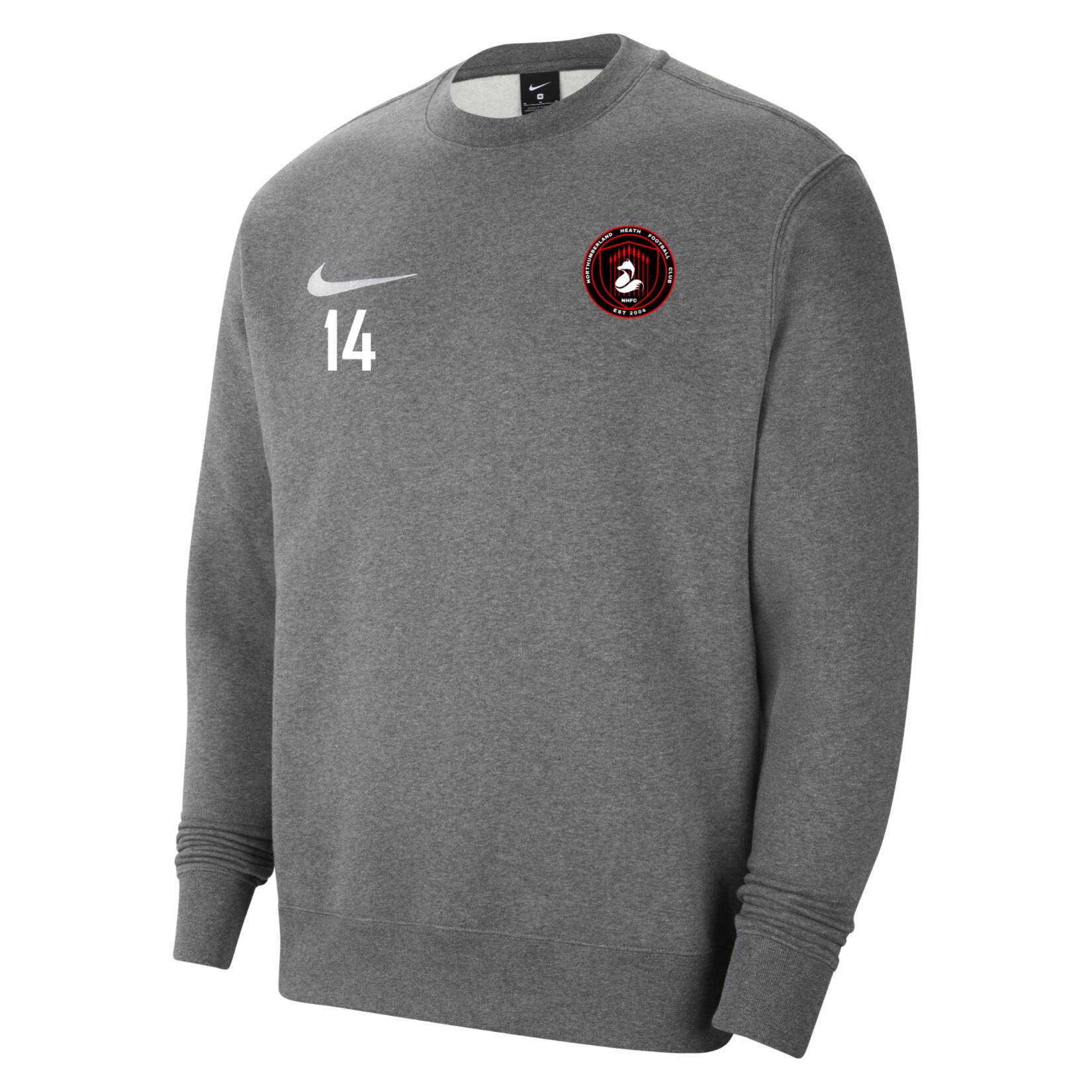 Nike Team Club 20 Fleece Crew Sweatshirt - Charcoal Heather/White/White