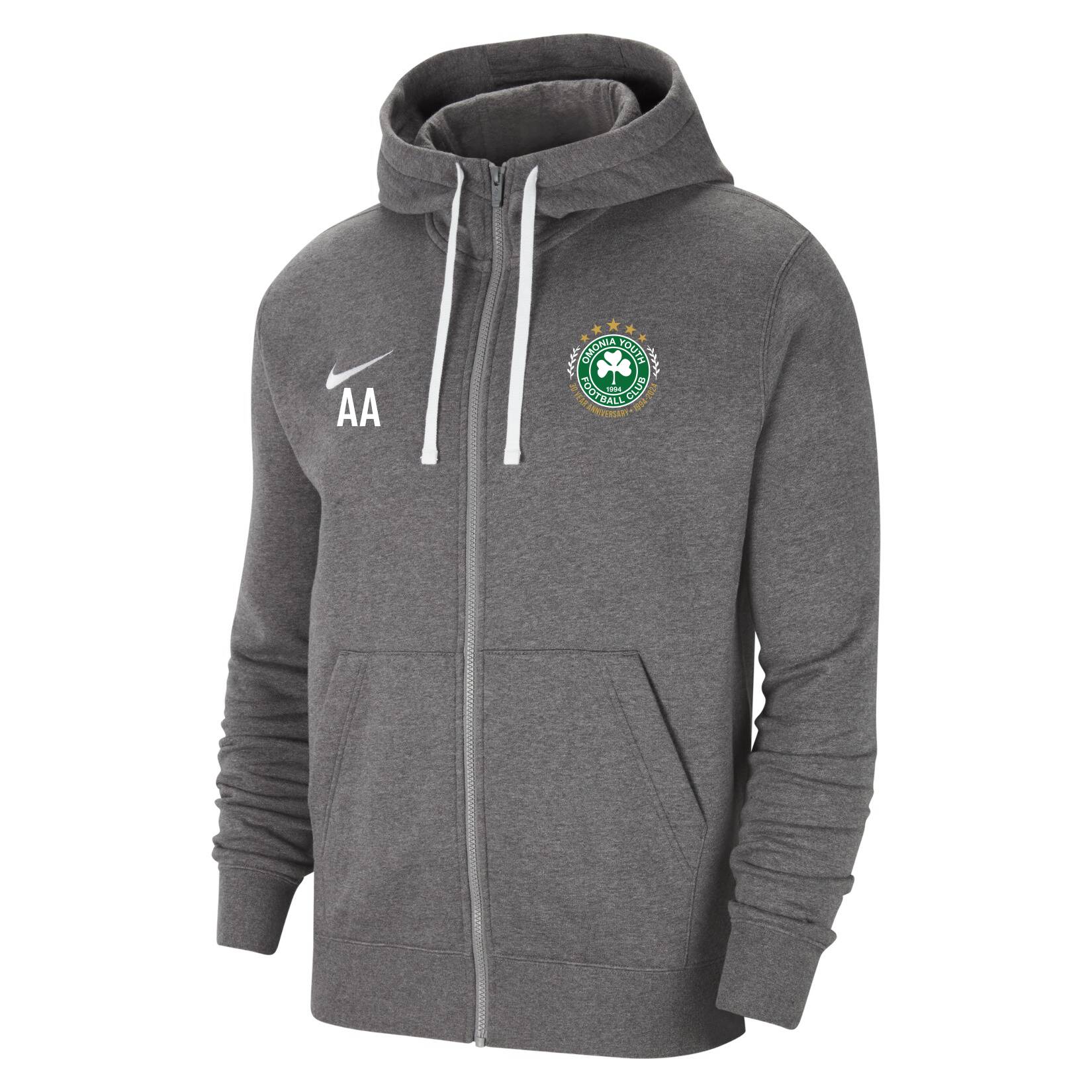 Nike Team Club 20 Fleece Full-Zip Hoodie - Charcoal Heather/White/White