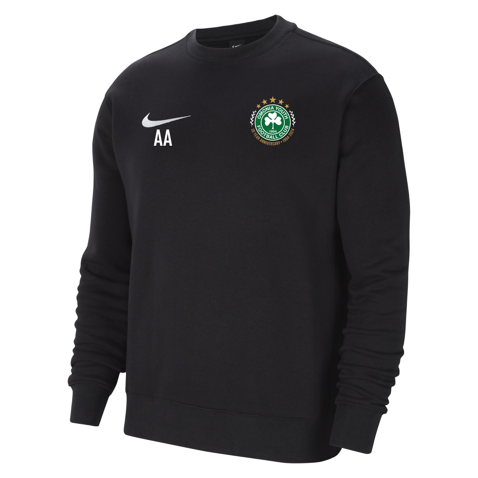 Nike Team Club 20 Fleece Crew Sweatshirt - Black/White/White