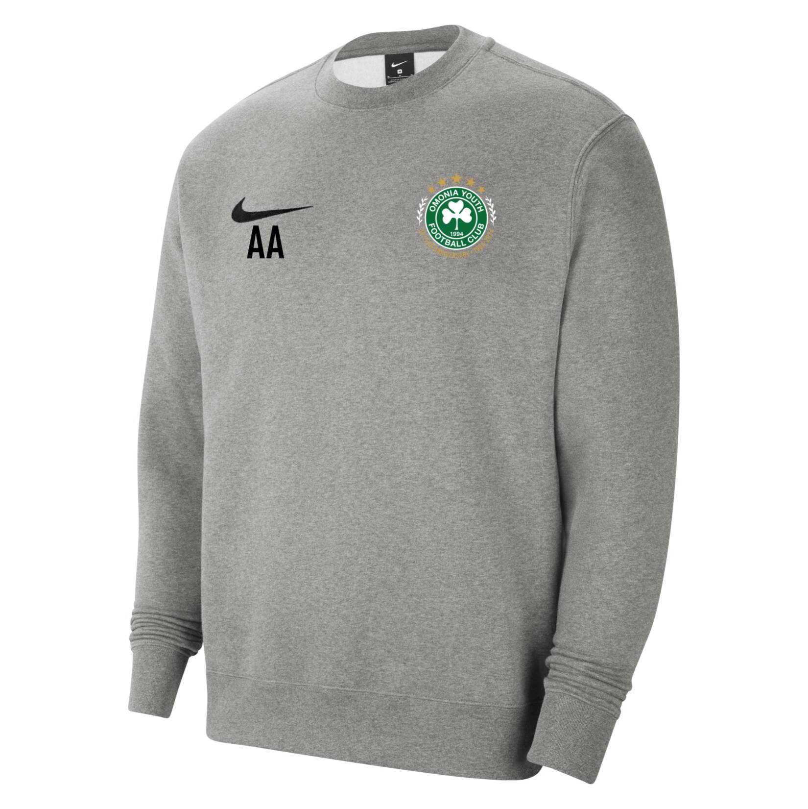 Nike Team Club 20 Fleece Crew Sweatshirt - Dark Grey Heather/Black/Black