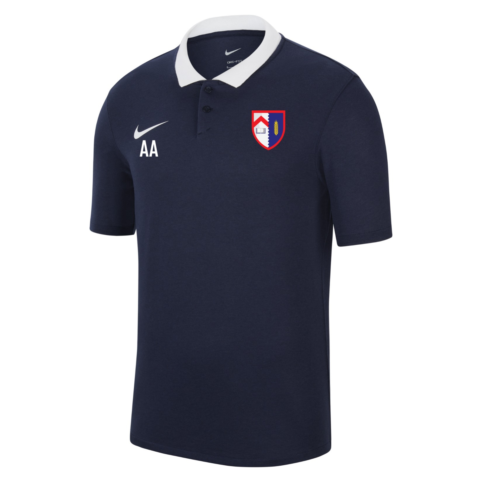 Nike Dri-FIT Park Poly Cotton Polo (M) - Obsidian/White/White