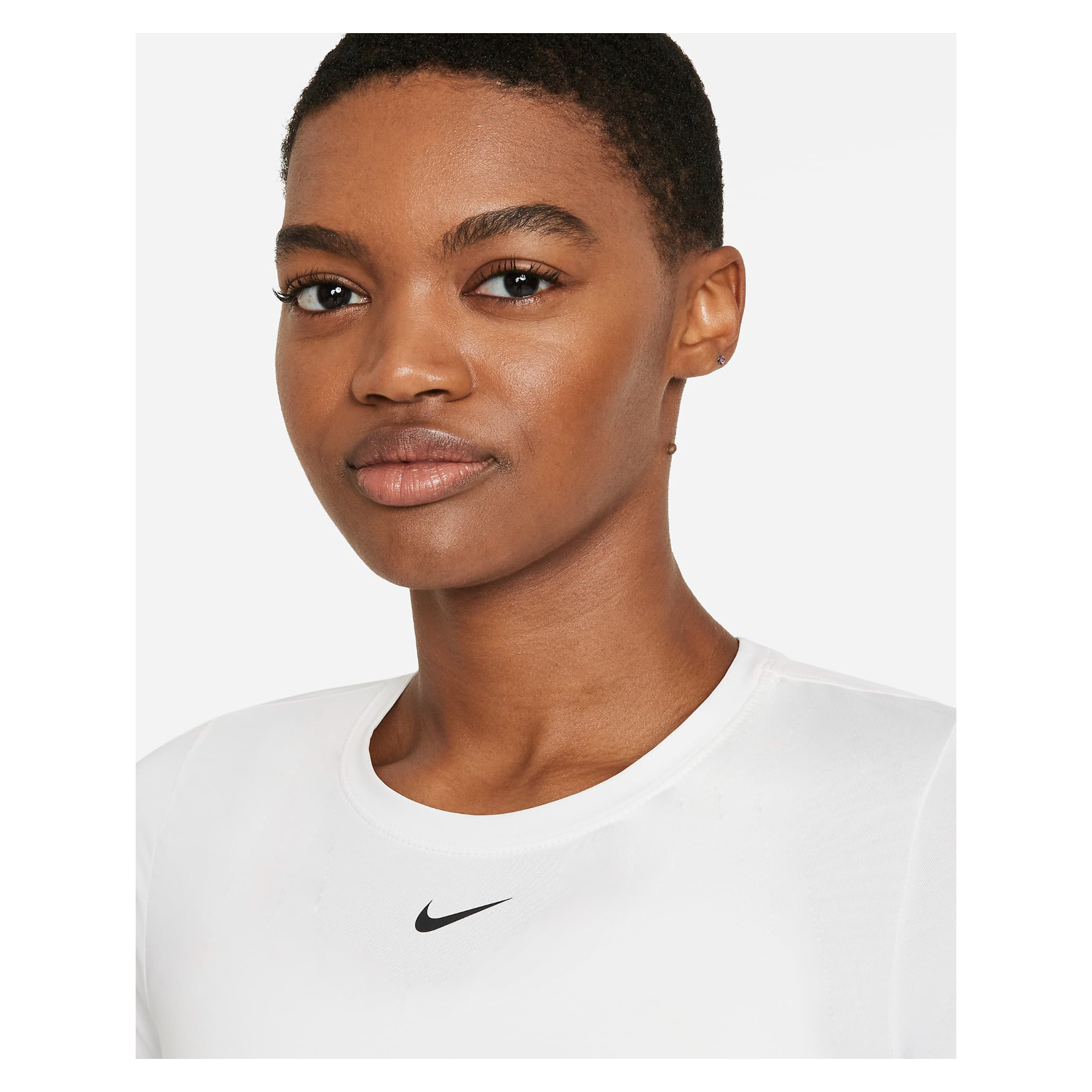 Nike Womens Dri-FIT One Slim-Fit Short-Sleeve Top White-Black