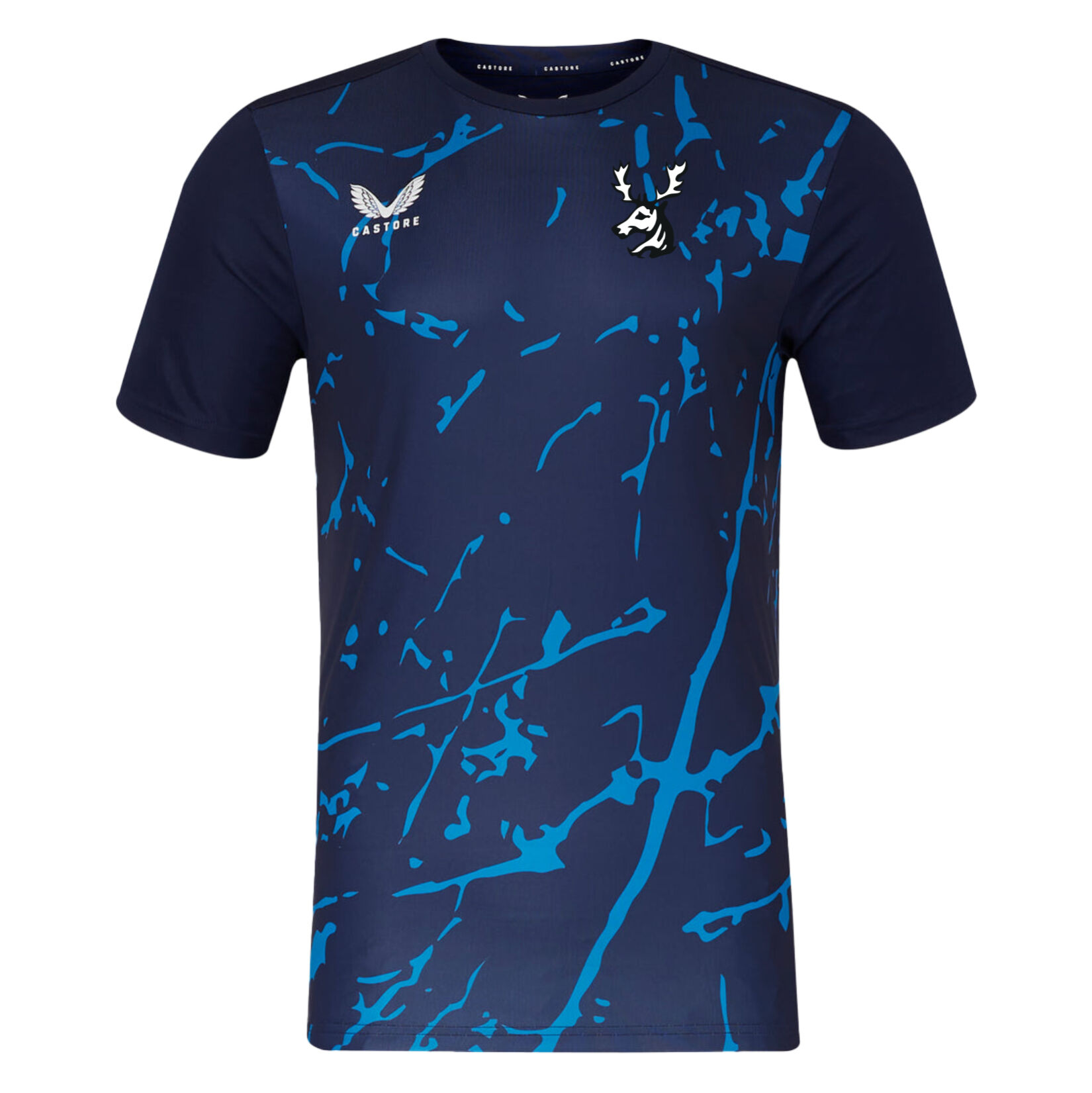 Castore Marble Printed Short Sleeve Training Tee - Navy/Royal Blue/White
