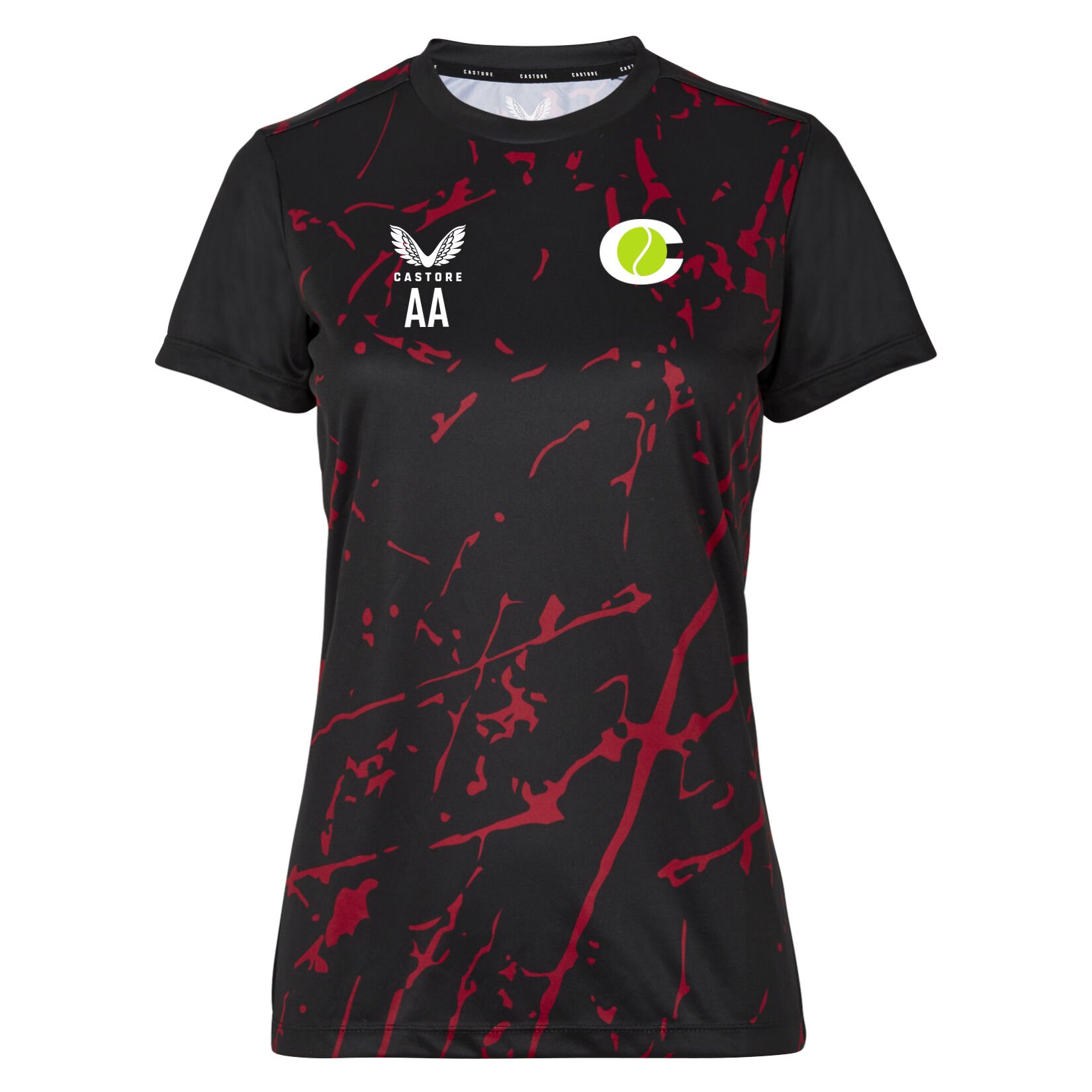 Castore Marble Printed Short Sleeve Training Tee (W) - Black/Red