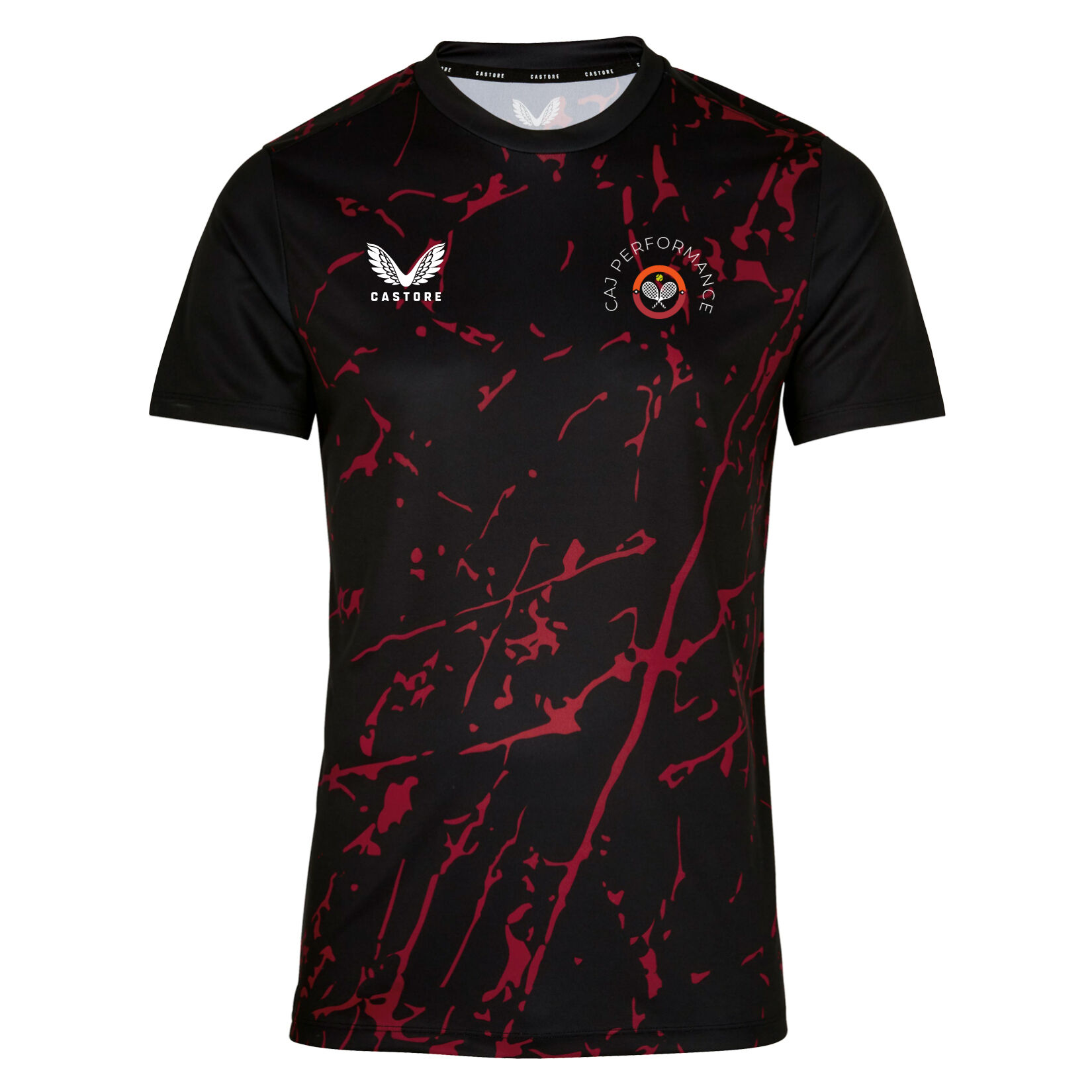 Castore Marble Printed Short Sleeve Training Tee - Black/Red