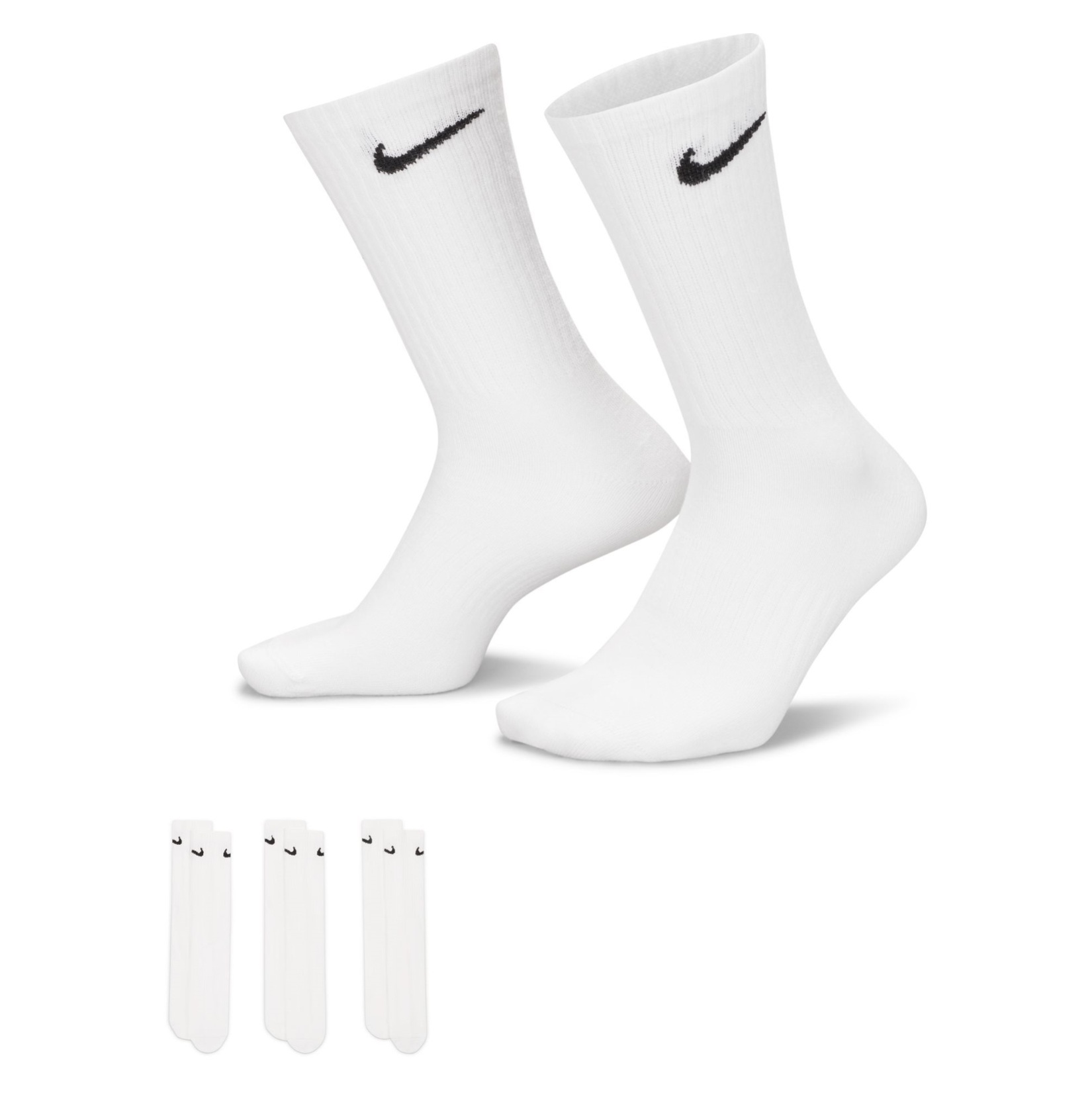Nike Everyday Lightweight Crew Training Socks (3 Pair) - White/Black