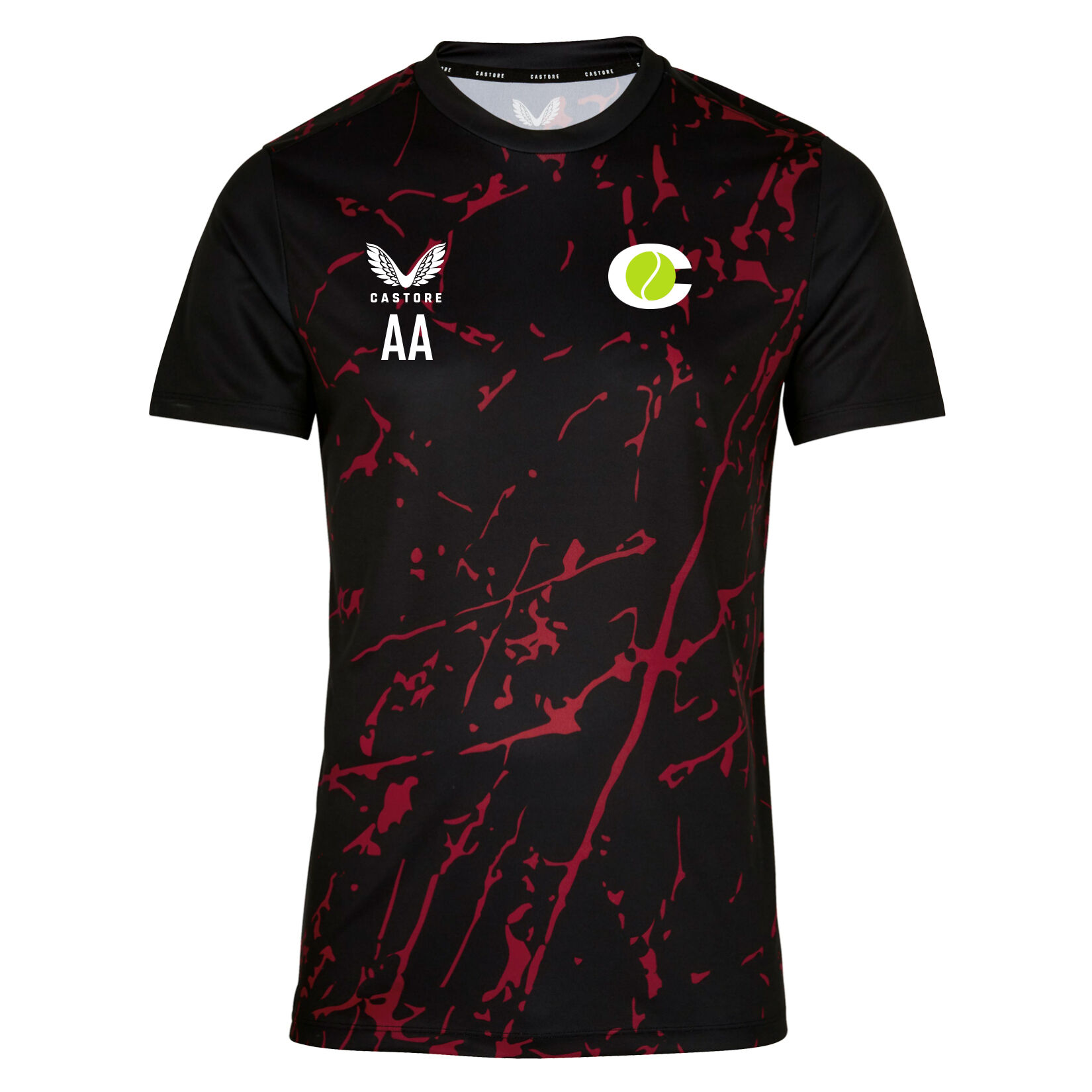 Castore Marble Printed Short Sleeve Training Tee - Black/Red