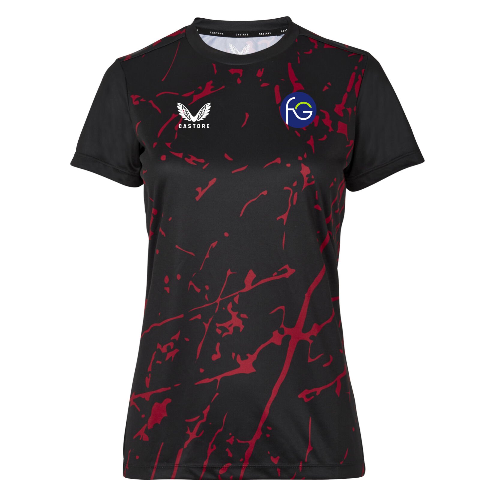 Castore Marble Printed Short Sleeve Training Tee (W) - Black/Red