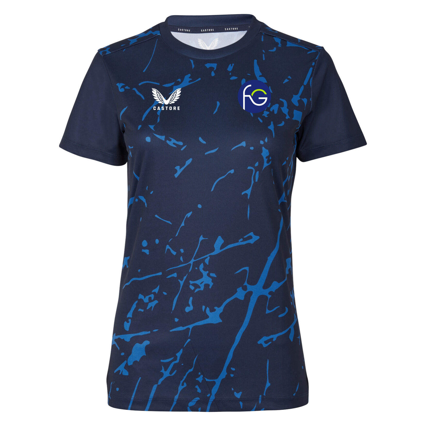 Castore Marble Printed Short Sleeve Training Tee (W) - Navy/Royal Blue