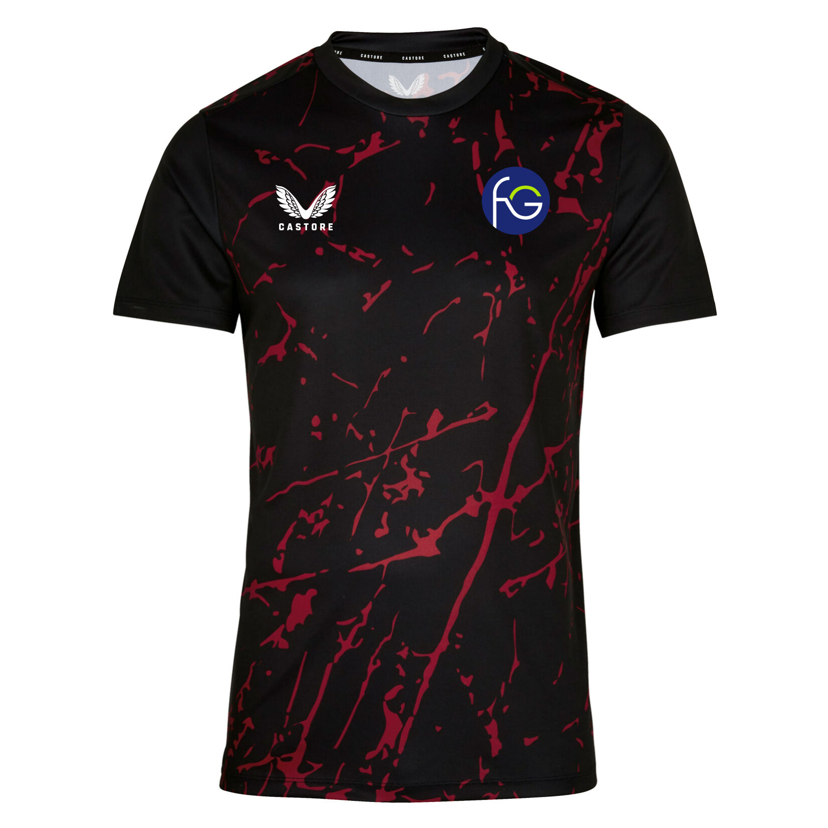 Castore Marble Printed Short Sleeve Training Tee - Black/Red