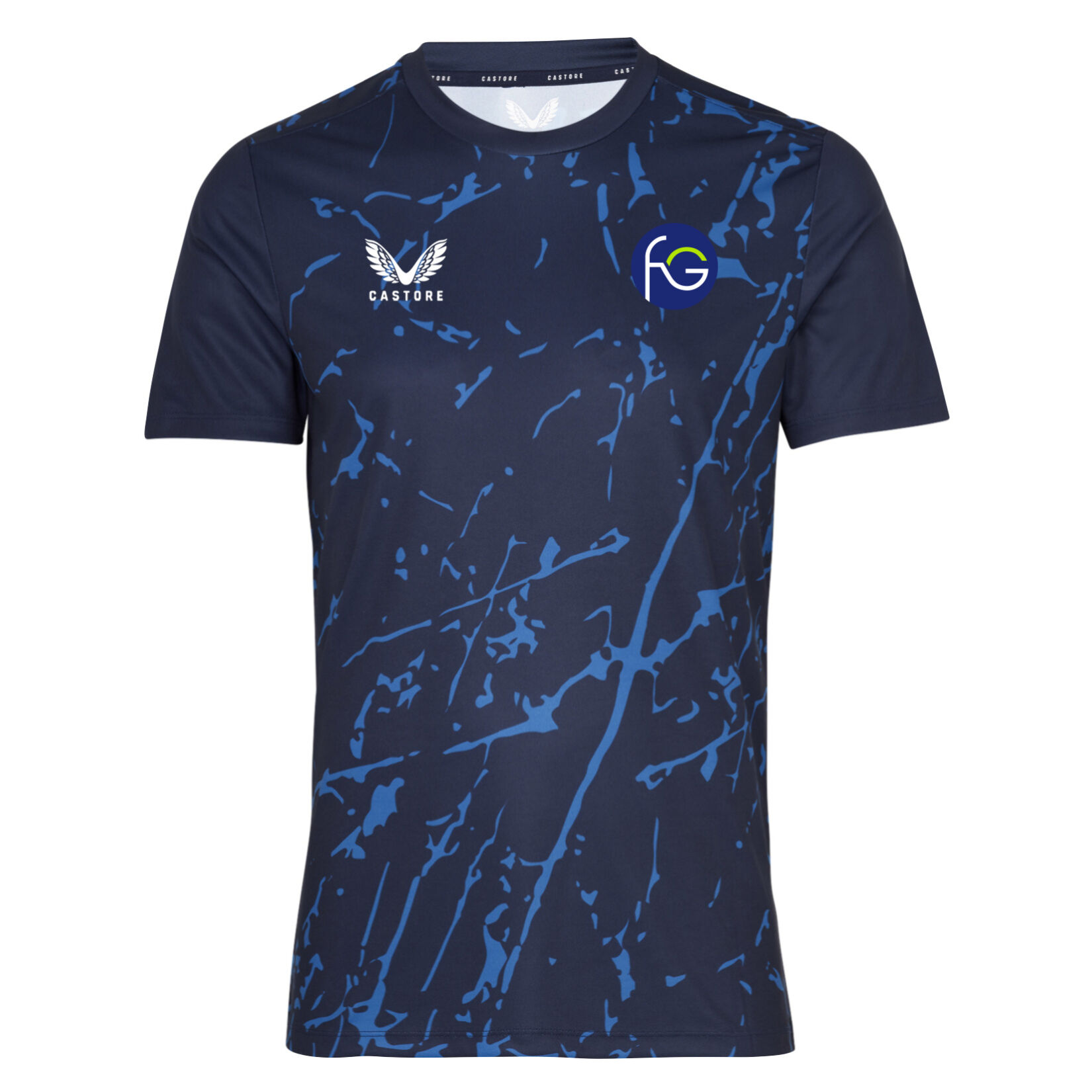 Castore Marble Printed Short Sleeve Training Tee - Navy/Royal Blue/White