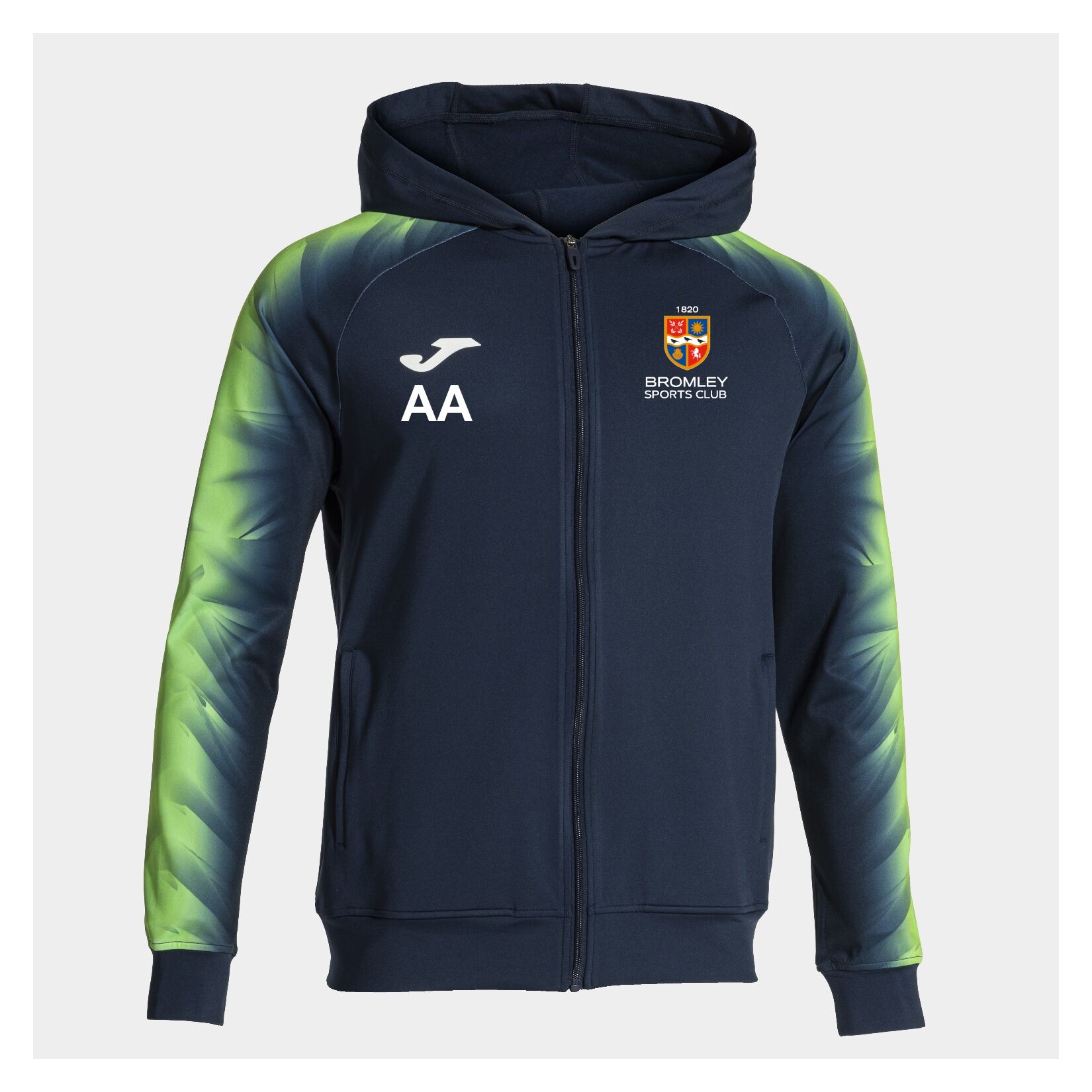 Joma Elite XI Zipped Hoodie - Dark Navy/Green Fluor