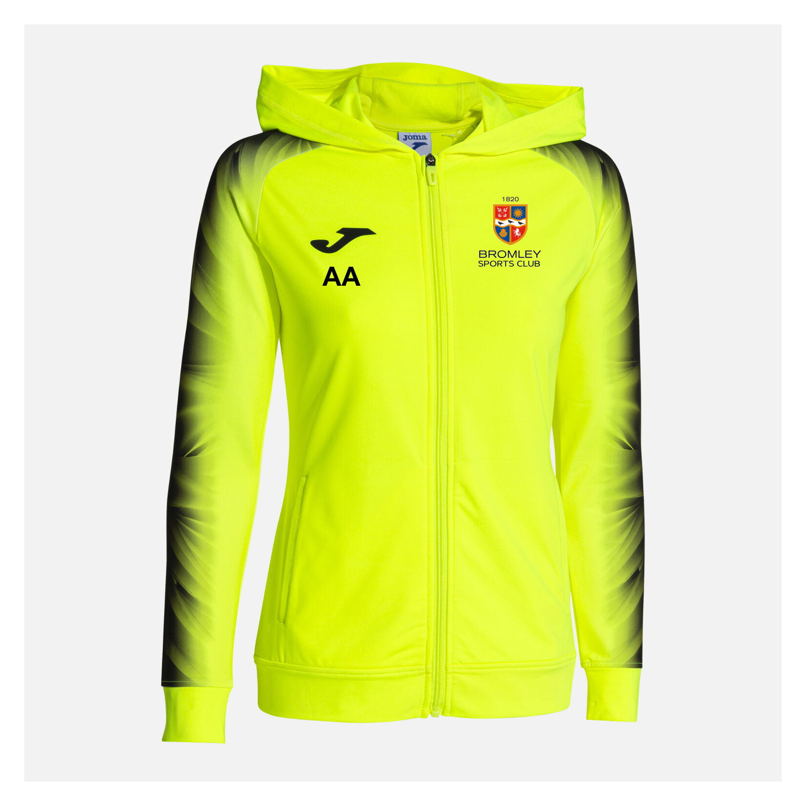 Joma Elite XI Womens Zipped Hoodie - Yellow Fluor/Black