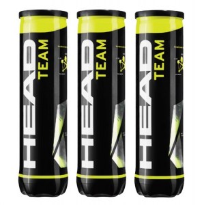 Head Team Tennis Balls Pack of 12 (3 Tubes of 4)