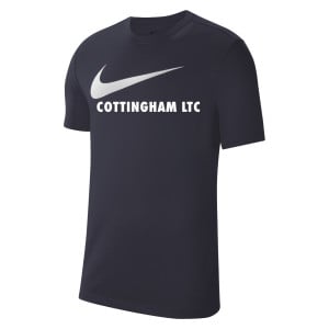 Nike Team Club 20 Swoosh Tee (M) Obsidian-White