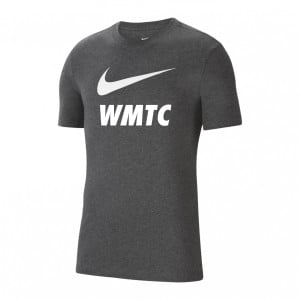 Nike Team Club 20 Swoosh Tee (M) Charcoal Heather-White