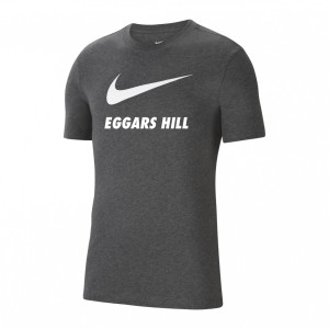 Nike Team Club 20 Swoosh Tee (M) Charcoal Heather-White