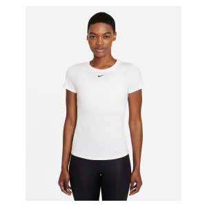 Nike Womens Dri-FIT One Slim-Fit Short-Sleeve Top White-Black