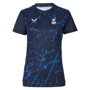 Castore Womens Marble Printed Short Sleeve Training Tee (W) Navy-Royal Blue
