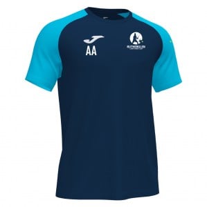 Joma Academy IV Short Sleeve Shirt (M) - Navy/Fluo Turquoise