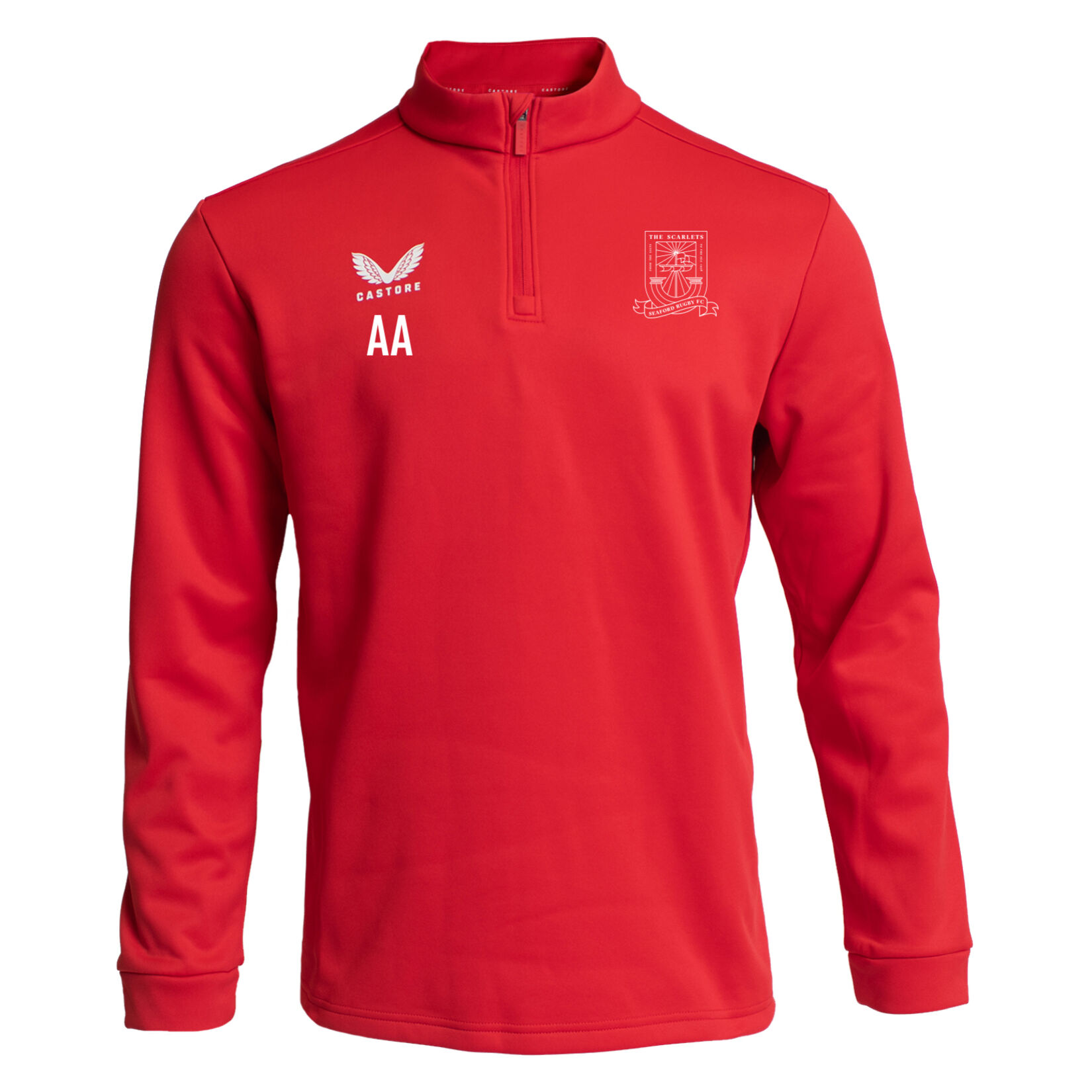 Castore Fleece Brushback 1/4 Zip Midlayer - Red/White