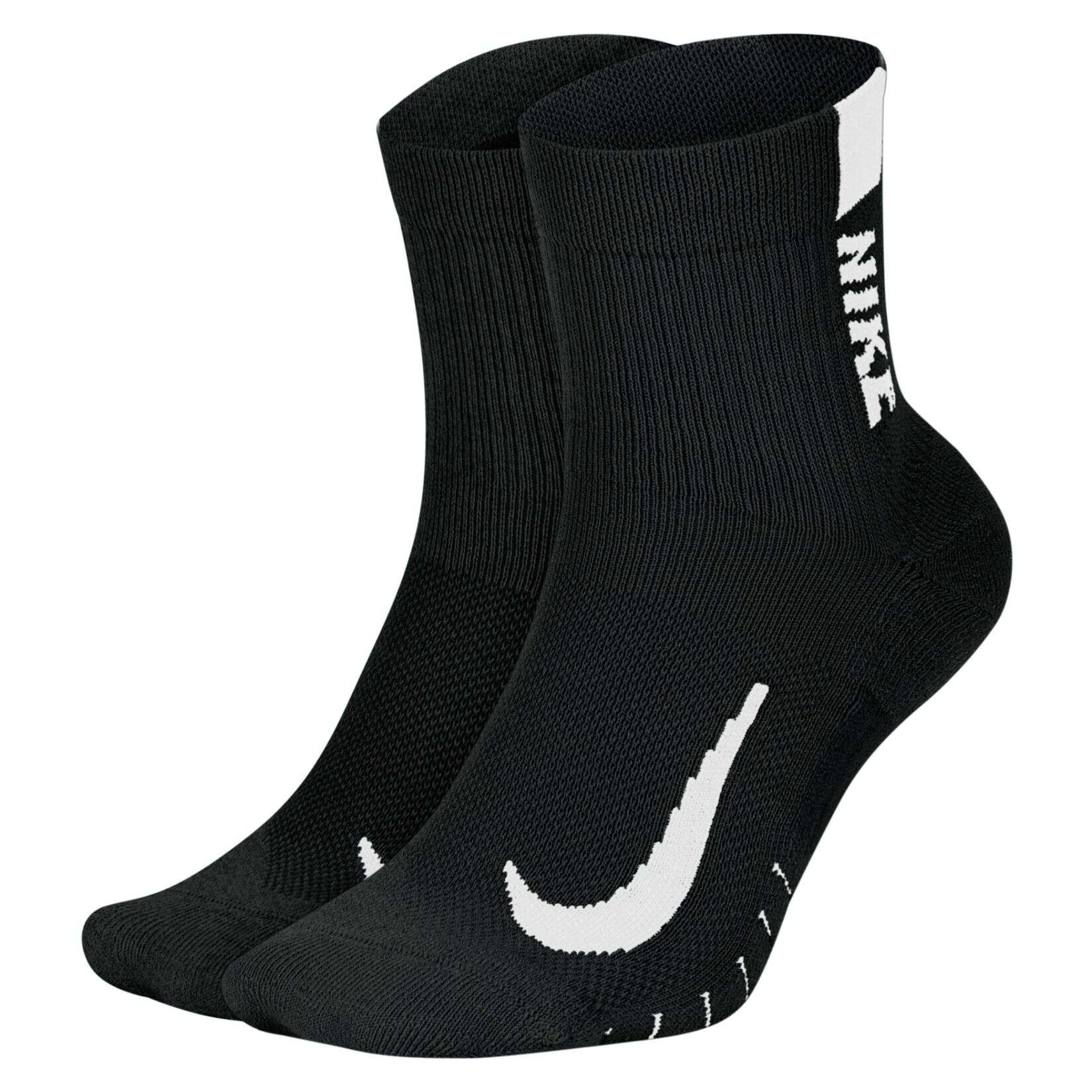 Nike Multiplier Running Ankle Socks (2 Pair) - Black/White