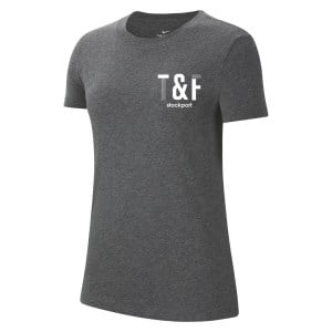 Nike Womens Team Club 20 Cotton T-Shirt (W) Charcoal Heather-White