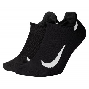Nike Multiplier Running No-Show Socks (2 Pairs) Black-White