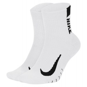 Nike Multiplier Running Ankle Socks (2 Pair) White-Black