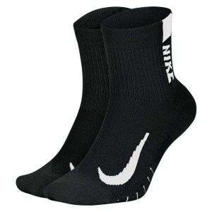 Nike Multiplier Running Ankle Socks (2 Pair) - Black/White