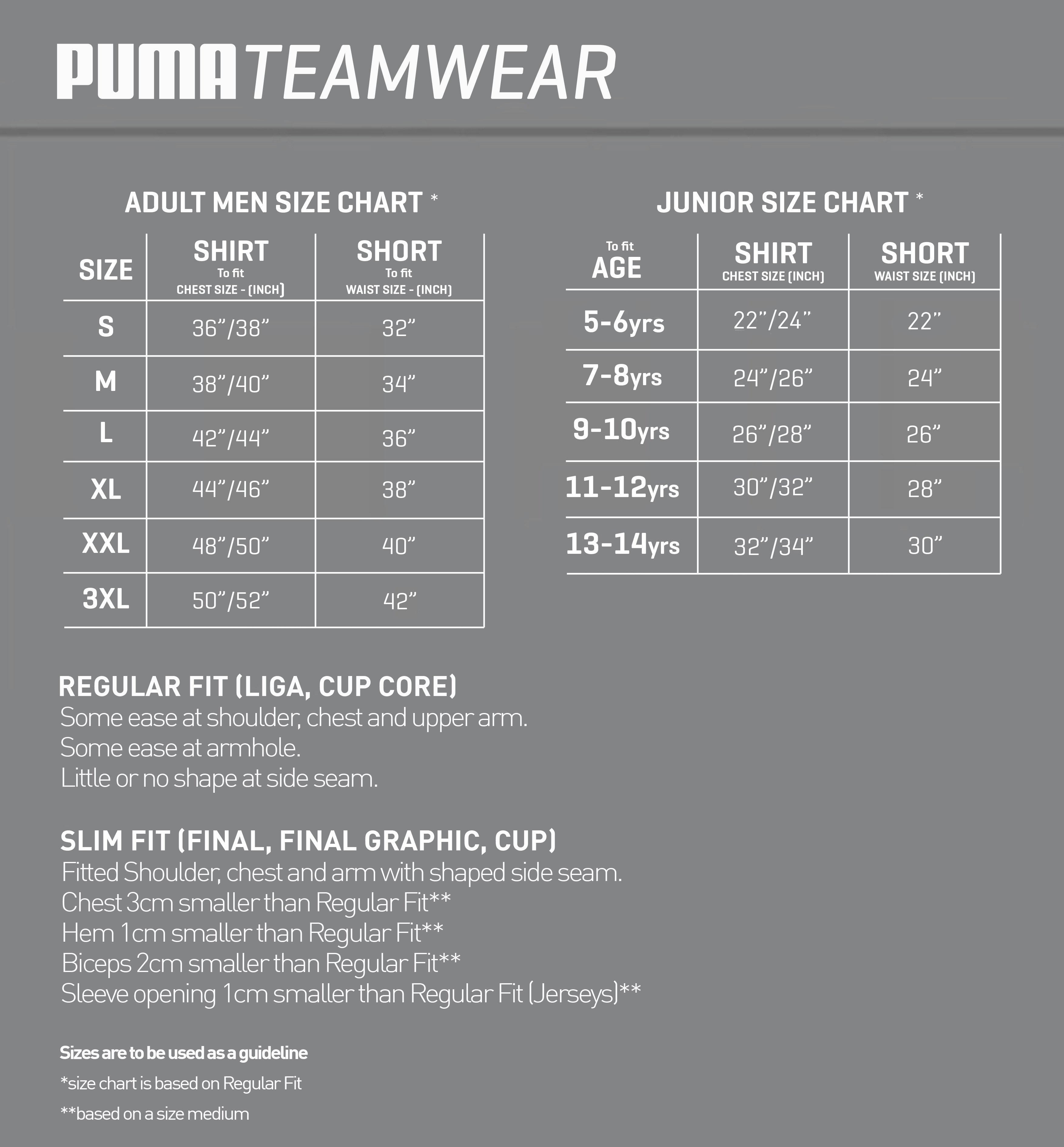 Puma Size Guide