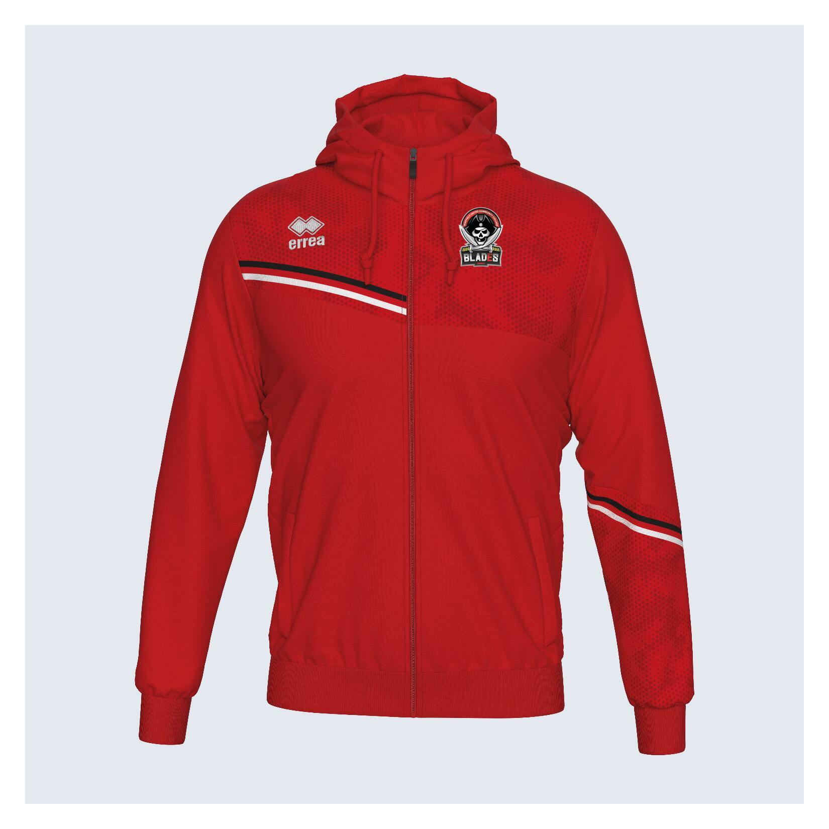 Errea Eber Full Zip Hoodie - Red/Black/White