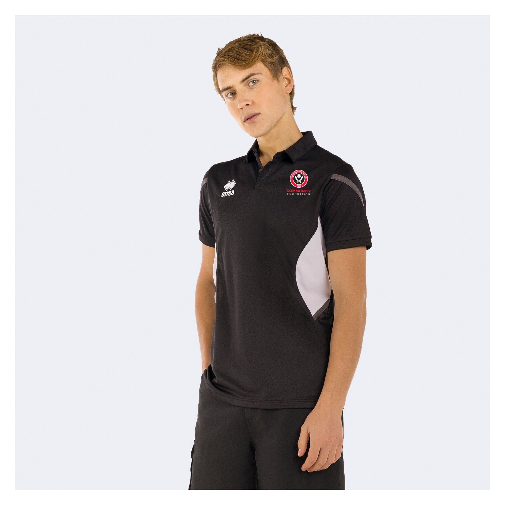 Errea Clark Mens Polo - black/white/anthracite
