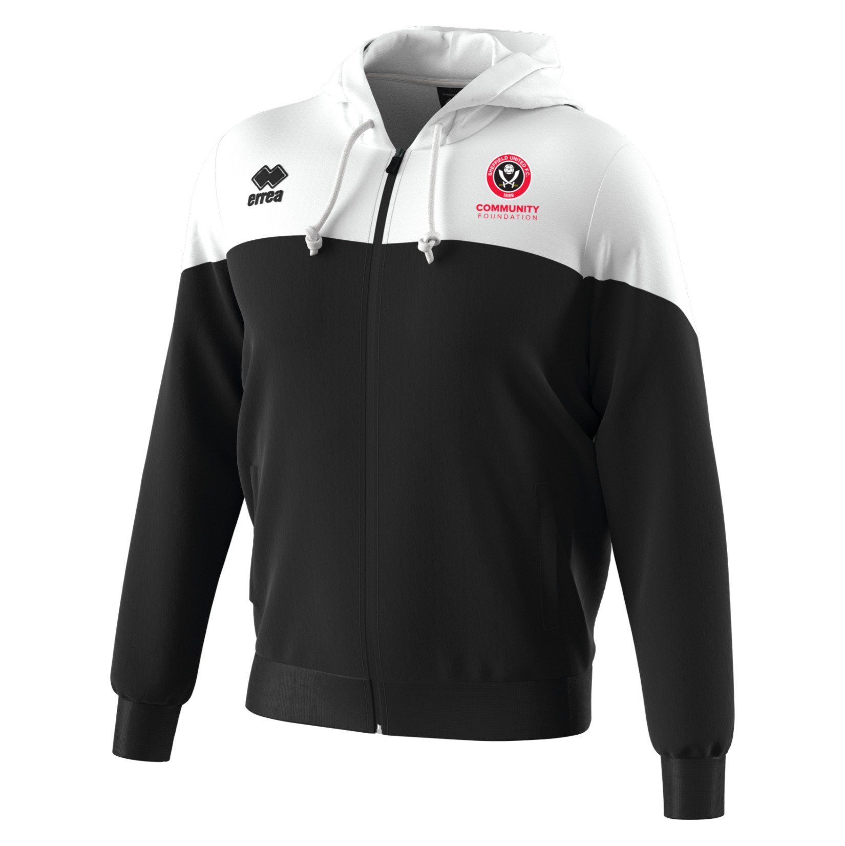 Errea Ben Full Zip Fleece Hoodie - Black/White