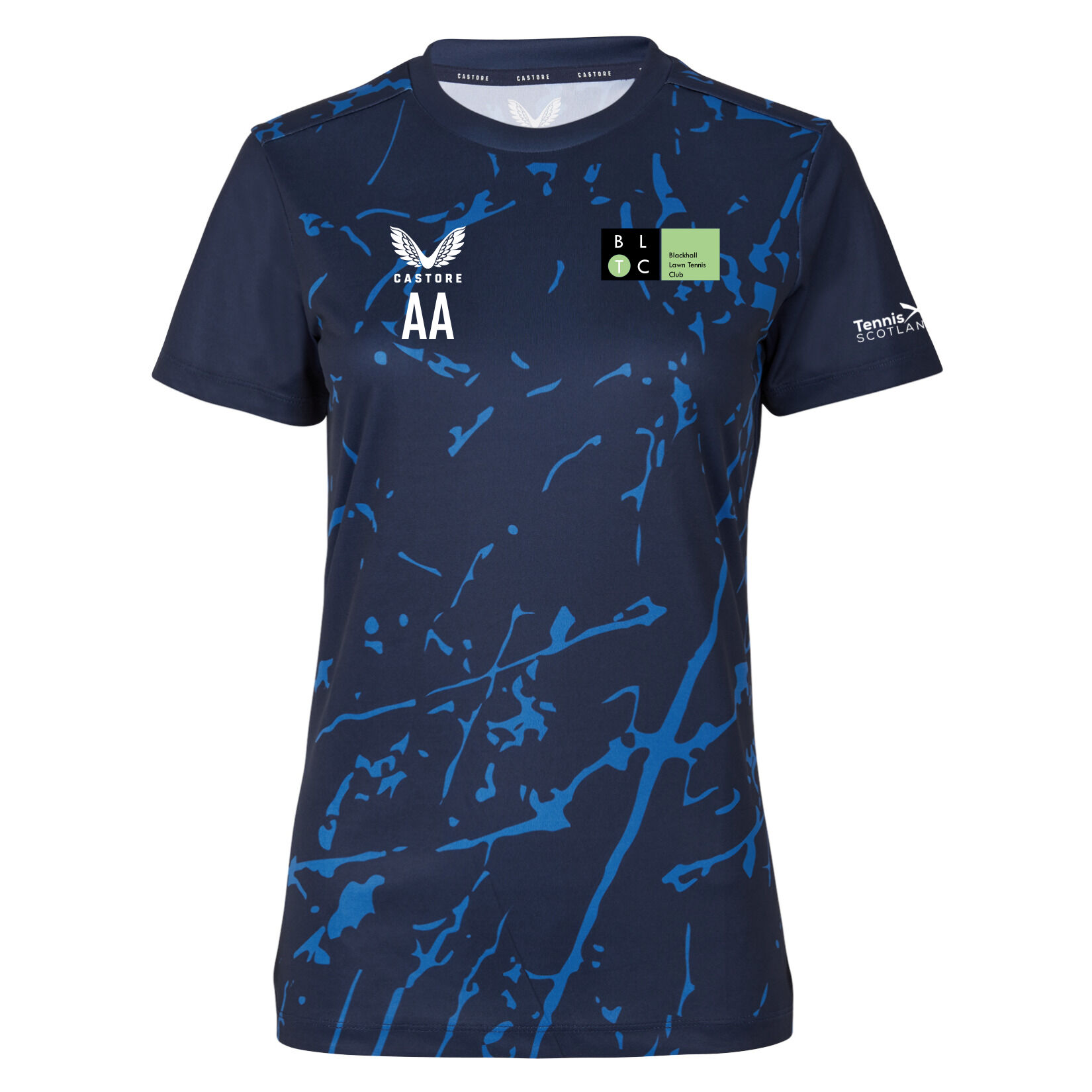 Castore Marble Printed Short Sleeve Training Tee (W) - Navy/Royal Blue