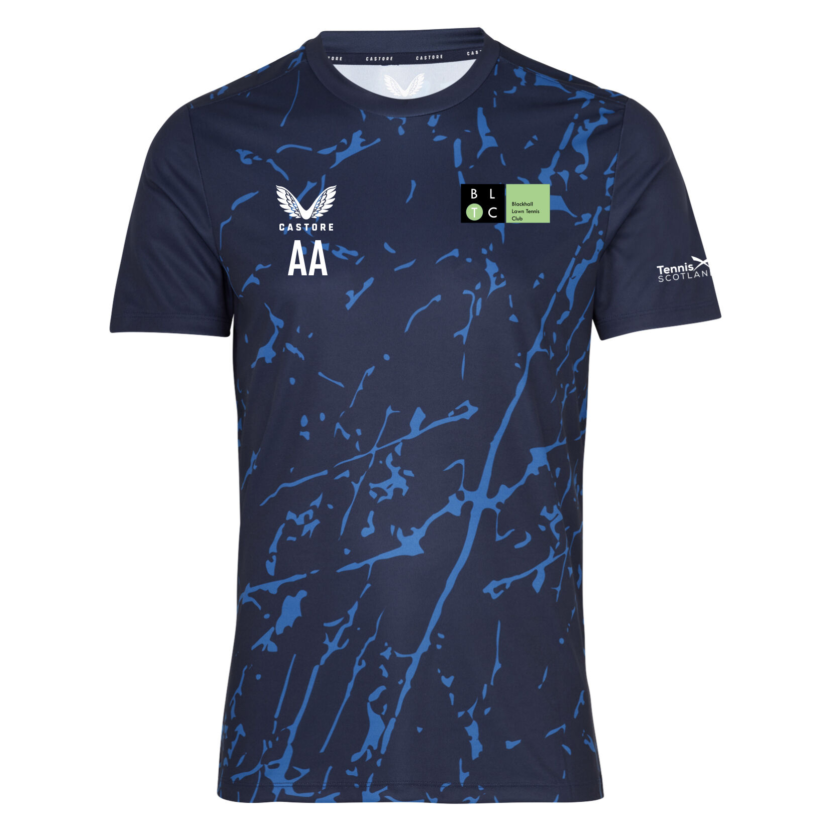 Castore Marble Printed Short Sleeve Training Tee - Navy/Royal Blue