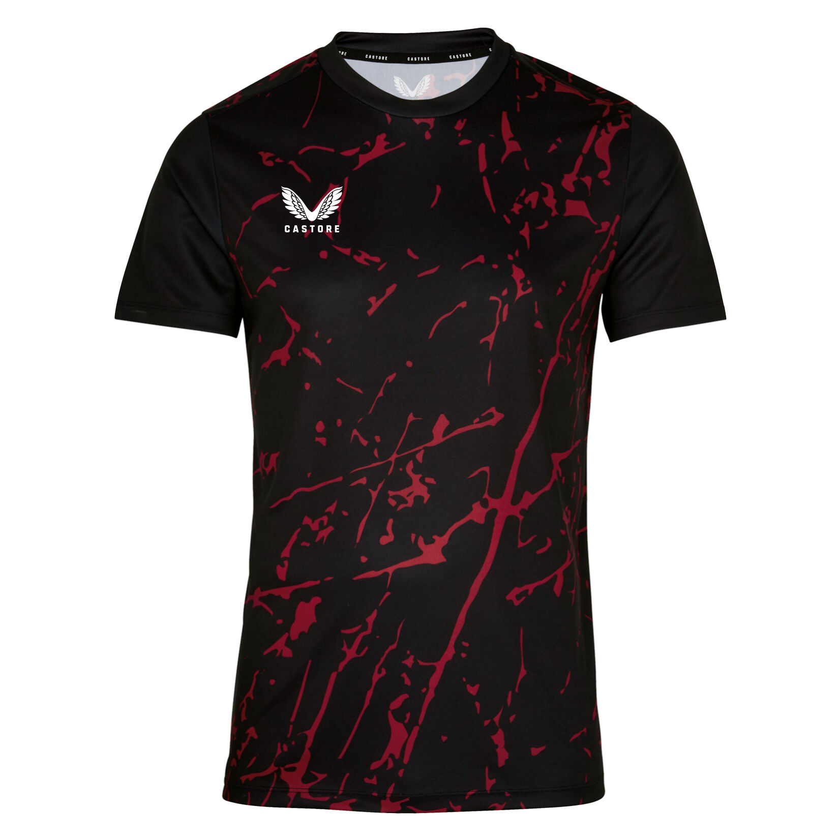 Castore Marble Printed Short Sleeve Training Tee - Black/Red